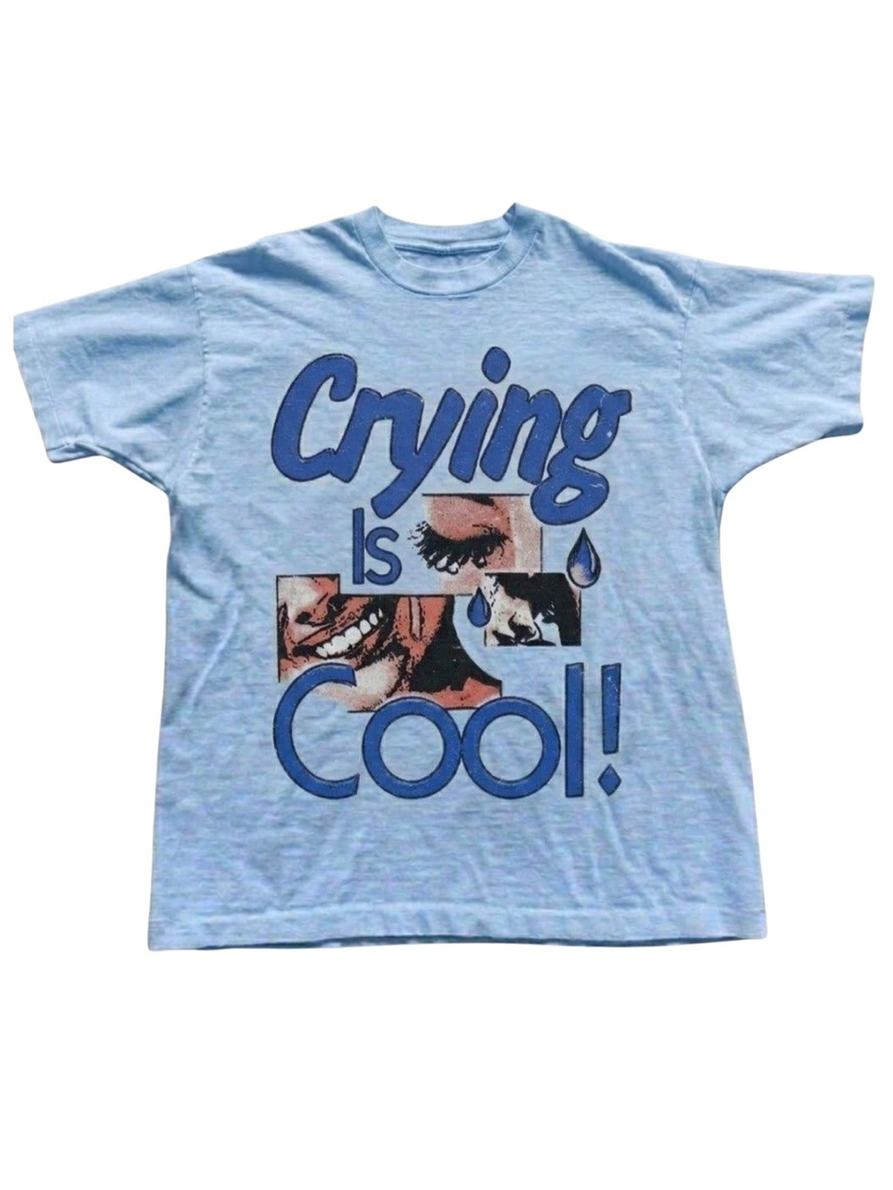 Gildan Crying Is Cool! Graphic Tee - Light Blue Shirt